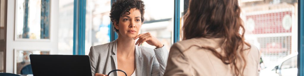 two women talking